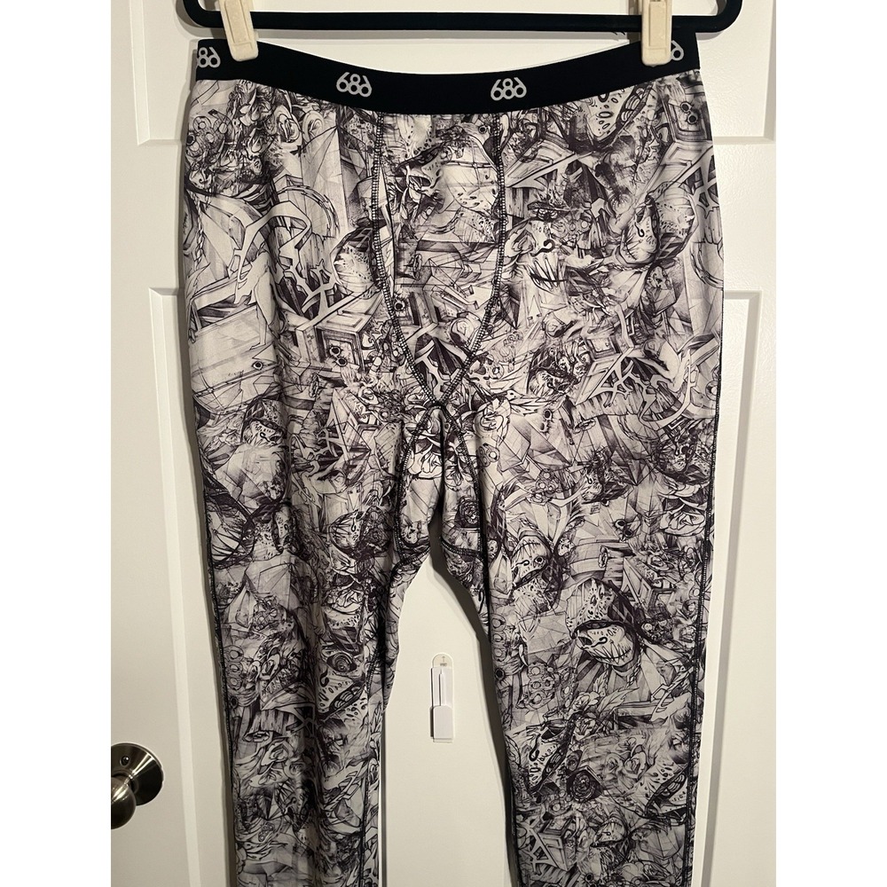 686 Mens Large Graphic Base Layer Thermal‎ Leggings Snowboard Ski Tattoo Print